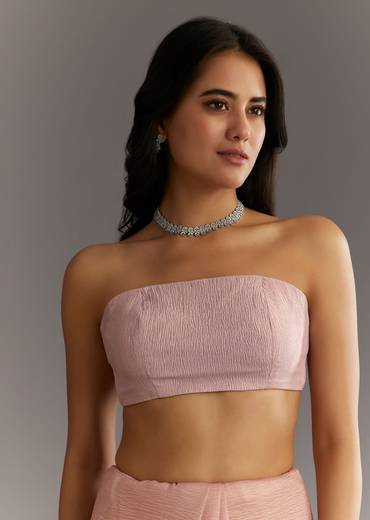 Dusty Rose Cutdana And Stone Embroidered Tissue Saree