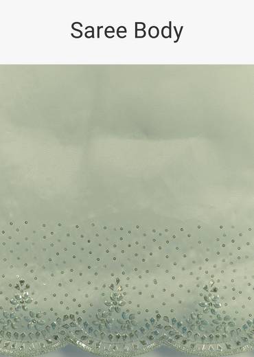 Green Glass Tissue Saree With All Over Cutdana And Sequins Embroidery