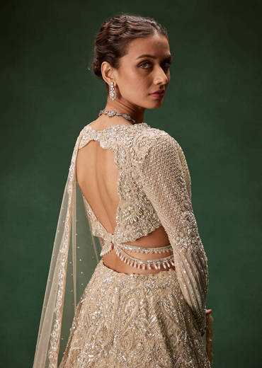 Gold Bridal Lehenga With Heavy Zari And Sequin Detailing