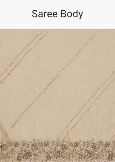 Gold Tissue Saree With Cutdana And Beads Scallop Border