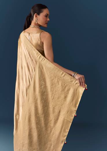 Gold Zari Weave Saree with Blouse Fabric