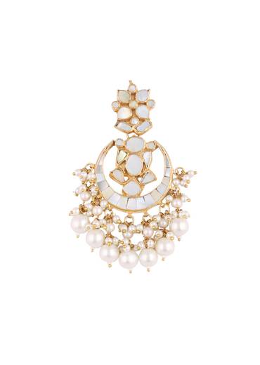 Gold Finish Kundan Polki White Choker Set With Pearls