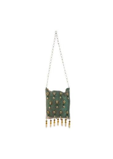 Green and Gold Jaal Mesh Pearl Embellished Bag