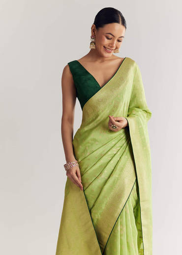 Green Butti Work Saree