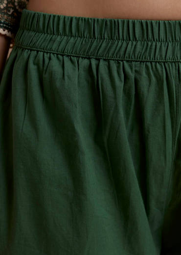 Green Chanderi Block Print Kurta Set