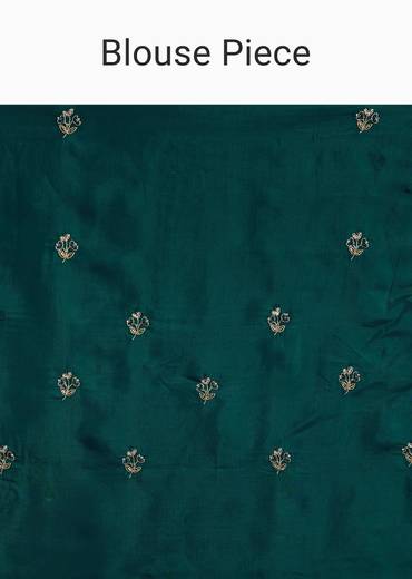 Green Shaded Tissue Saree With Cutdana Sequins And Beads Embroidery And Scallop Border