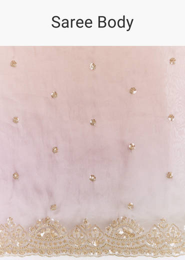 Grey Lavender Shaded Tissue Saree With Heavy Blouse Embroidery