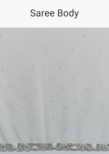 Grey Net Saree With Sequin And Bead Embroidery