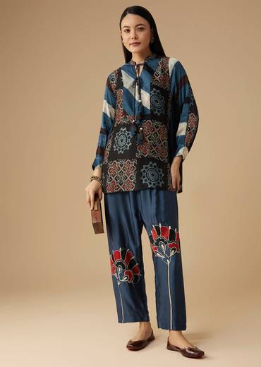 Indigo Ajrakh Tunic and Pant Set