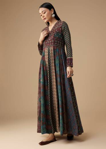 Indigo Embroidered Anarkali Suit