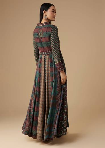 Indigo Embroidered Anarkali Suit