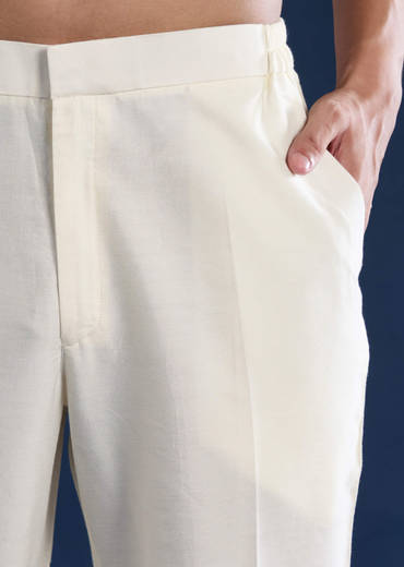 Ivory Sequin Embroidered Mens Kurta Set with Dupatta