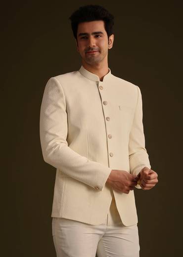 Ivory Jodhpuri Suit With Tailored Trousers