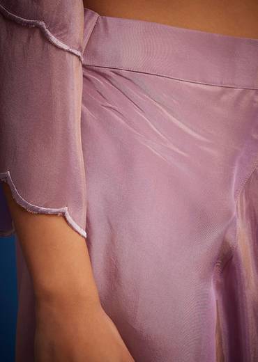 Lavender Tissue Embroidered Dhoti Set