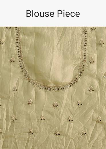 Light Green Tissue Zardosi Saree With Scallop Border