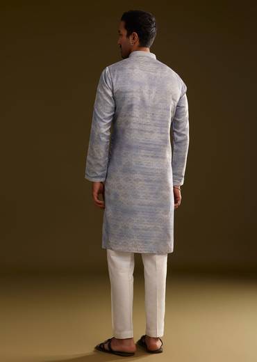 Light Lilac Silk Geometric Printed Kurta Set