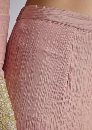 Light Pink Crush Tissue Sharara Suit With Zari Sequins