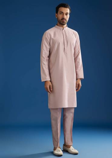 Lilac Cotton Silk Jacket Kurta Set With Mirror And Dori Embroidery