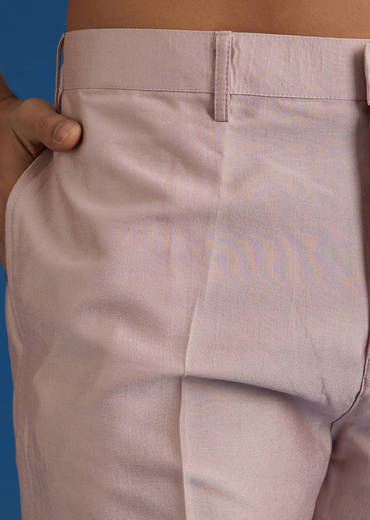 Lilac Cotton Silk Jacket Kurta Set With Mirror And Dori Embroidery