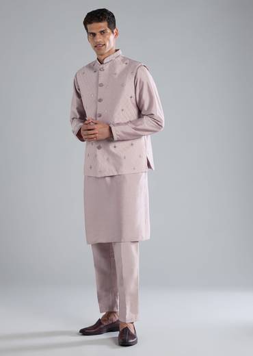 Lilac Kurta Jacket Set With Cut Dana Detailing