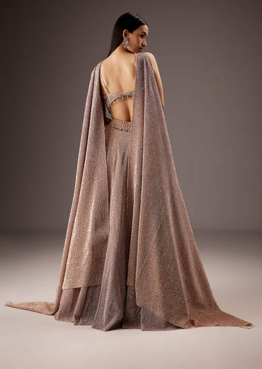 Lilac Purple Fancy Bridesmaid Lehenga With Elegant Choker Cape Dupatta