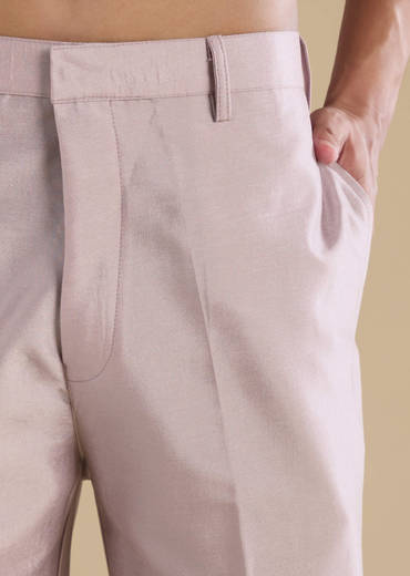 Lilac Silk Jacket Kurta Set with Mirror Embellishments