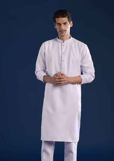 Lilac Silk Jacket Kurta Set with Sequin Embroidery