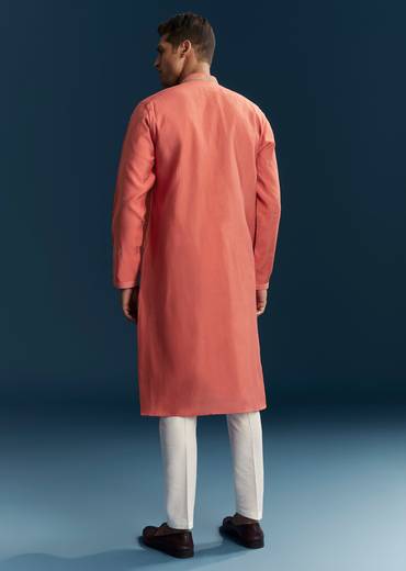 Maroon Red Silk Kurta Set With Thread Detail