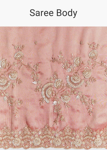 Mauve Tissue Saree With Scallop Border And Bead Embroidery