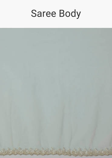 Mint Green Cutwork Embellished Saree with Unstitched Blouse