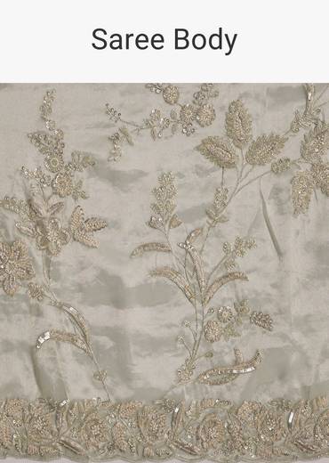 Mint Green Tissue Saree With Heavily Embroidered Finish