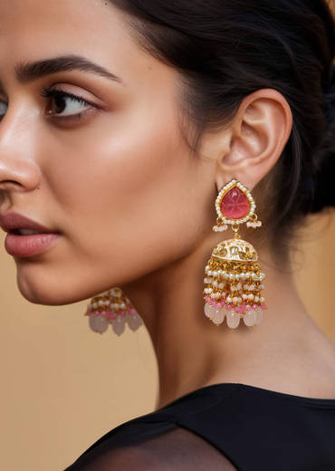 Multi Kundan Bead Drop Danglers