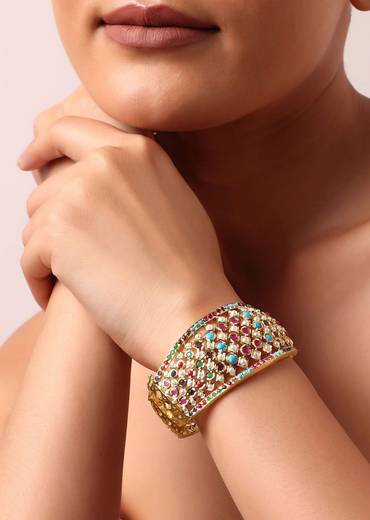 Multicolor Bangle With Embedded Kundan