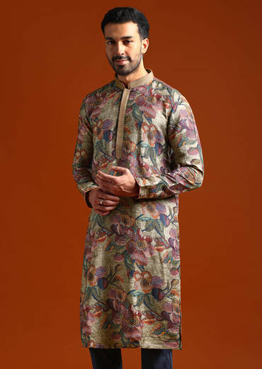 Multicolour Kurta Set For Men With Digital Print