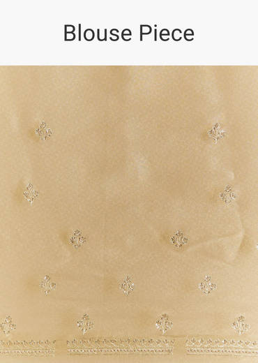 Mustard Yellow Jacquard Tissue Saree With Zigzag Zardosi Work