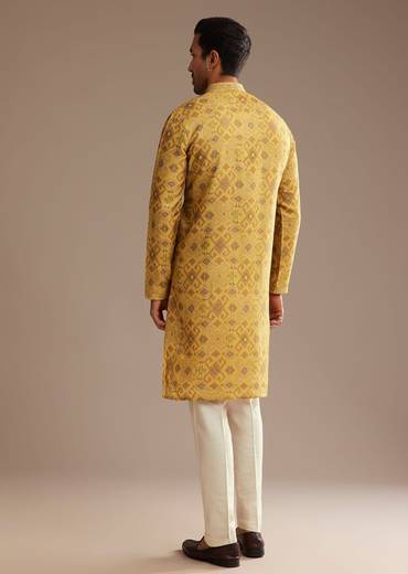 Mustard Yellow Kurta Set with Geometric Print