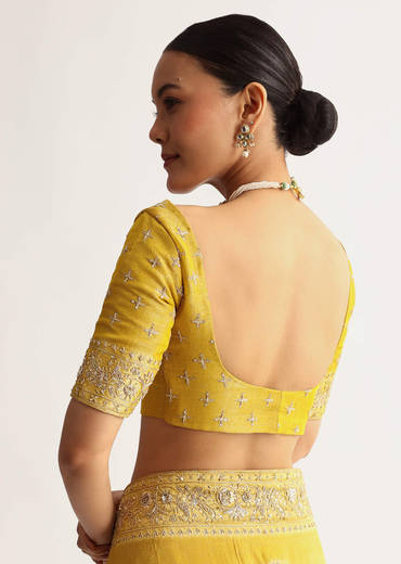 Musturd Yellow Silk Saree With Pallu And Border Embroidery