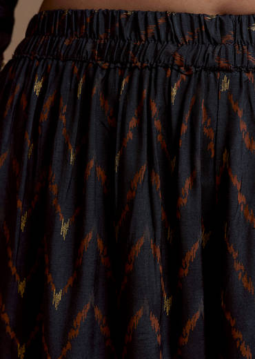 Navy Blue Printed Cotton Kurta and Palazzo Set