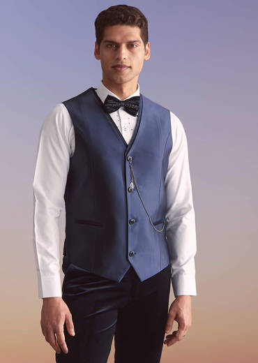 Navy Blue Velvet Tuxedo For Men With Intricate Hand Work