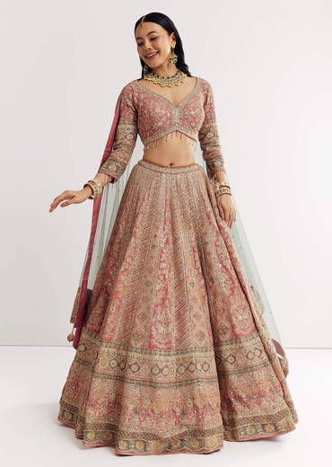 Net Dupatta Georgette Printed Lehenga With Stone Embroidery