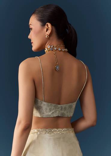 Off White Silk Printed Saree with Blouse Fabric