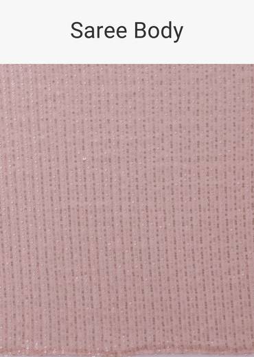 Off-White Saree And Stitched Blouse With Hanging Crystals