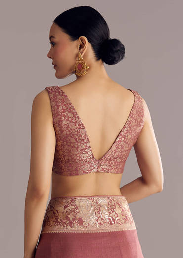 Onion Pink Dola Silk Saree With Zari Motifs Pallu