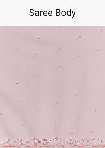 Onion Pink Net Saree With Sequins Embroidery