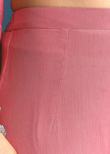 Pink Tissue Kurta Sharara Suit With Moti Cut Dana Work