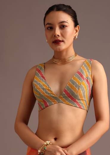 Orange Abstract Printed Crush Saree