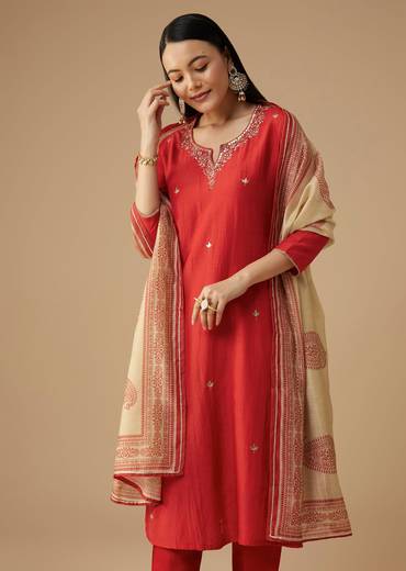 Orange Gota Work Kurta Set