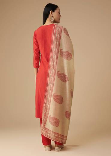 Orange Gota Work Kurta Set