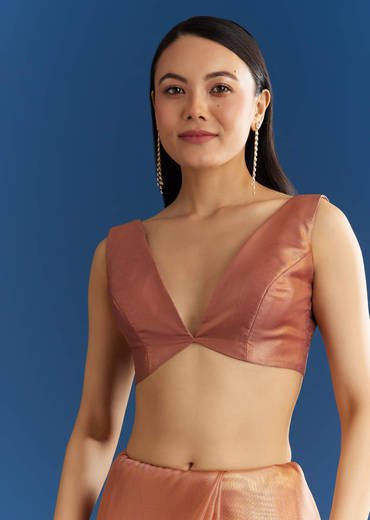 Orange Organza Tissue Saree With Sparkling Scallop Border