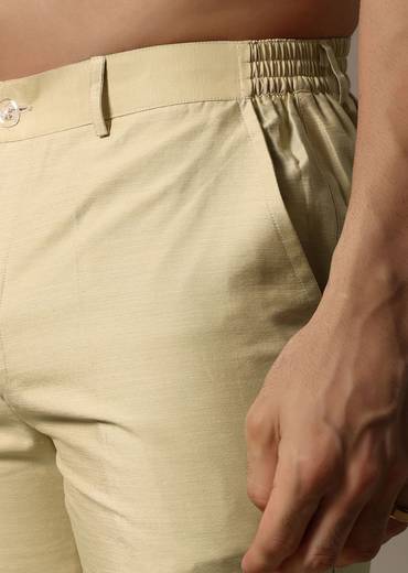 Orange Printed Jacquard Kurta Jacket Set For Men